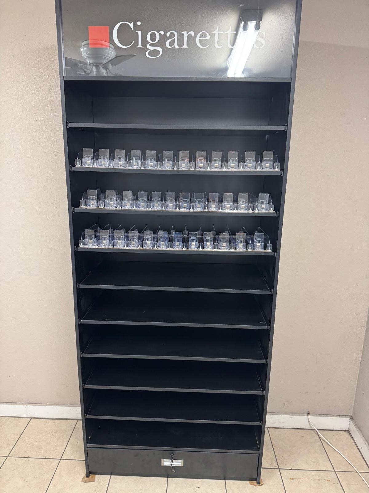 Cigarette Rack with LED Top (Adjustable Pushers Included)